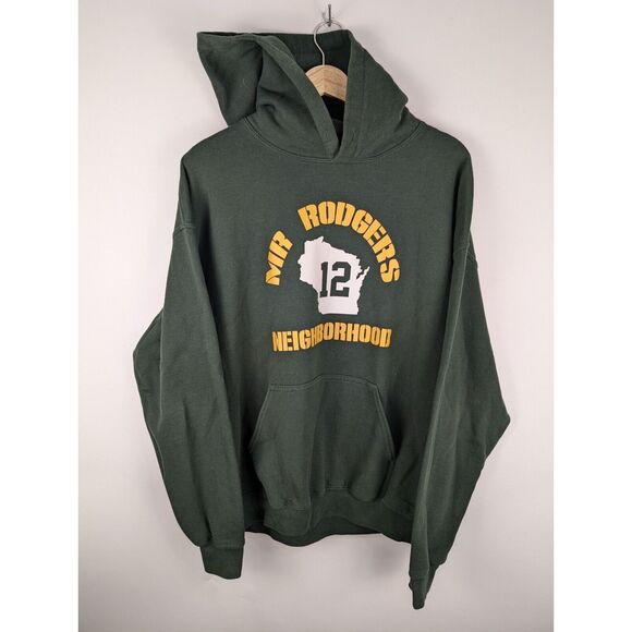 Mr Rodgers Neighborhood Mens Green Bay Packers Aaron Rodgers Green Hoodie Size L - Picture 1 of 4